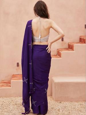 purple floral designer saree 4