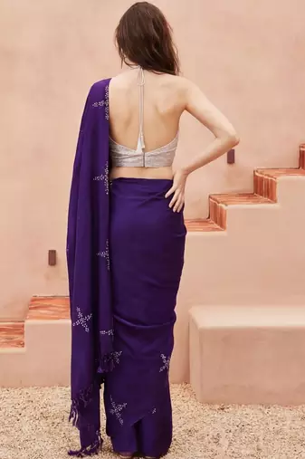 purple floral designer saree