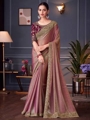 purple embellished aari work pure chiffon heavy work saree 1