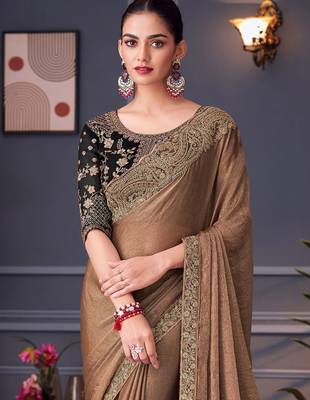 rust embellished pure chiffon saree 2