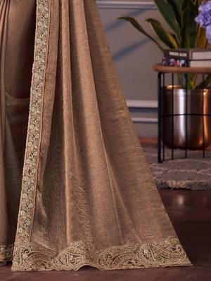 rust embellished pure chiffon saree 4