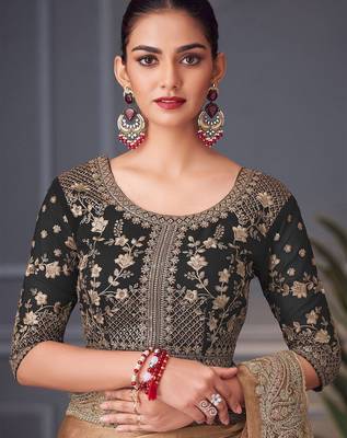 rust embellished pure chiffon saree 5