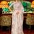 cream cream-coloured & silver-toned floral silk blend muga saree