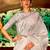 cream cream-coloured & silver-toned floral silk blend muga saree