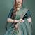 teal embellished embroidered organza heavy work mysore silk saree