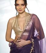 purple sequinned embellished tissue saree