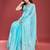 blue women embellished beads & stones tissue saree