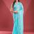 blue women embellished beads & stones tissue saree