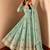 Mint green peacock feather embroidered silk gown with pant & dupatta