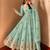 Mint green peacock feather embroidered silk gown with pant & dupatta