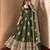 Mehendi green peacock feather embroidered silk gown with pant & dupatta