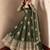 Mehendi green peacock feather embroidered silk gown with pant & dupatta