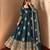 Peacock blue peacock feather embroidered silk gown with pant & dupatta