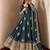 Peacock blue peacock feather embroidered silk gown with pant & dupatta
