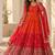 Red & orange embroidered georgette anarkali suit set with digital print