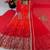 Red & orange embroidered georgette anarkali suit set with digital print