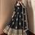 Black peacock feather embroidered silk gown with pant & dupatta