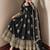 Black peacock feather embroidered silk gown with pant & dupatta