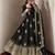 Black peacock feather embroidered silk gown with pant & dupatta