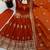 Orange peacock feather embroidered silk gown with pant & dupatta