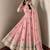 Baby pink peacock feather embroidered silk gown with pant & dupatta
