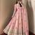 Baby pink peacock feather embroidered silk gown with pant & dupatta