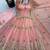 Baby pink peacock feather embroidered silk gown with pant & dupatta