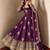 Purple peacock feather embroidered silk gown with pant & dupatta