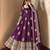 Purple peacock feather embroidered silk gown with pant & dupatta