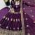 Purple peacock feather embroidered silk gown with pant & dupatta