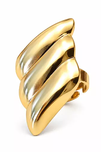 Stainless steel, anti-tarnish, gloss finish, hypoallergenic, open band trendy wave