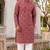 Men’s dusty pink rayon chikan schiffli work kurta with raymond cotton pyjama