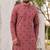 Men’s dusty pink rayon chikan schiffli work kurta with raymond cotton pyjama