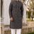 Men’s grey rayon chikan schiffli work kurta with raymond cotton pyjama