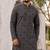 Men’s grey rayon chikan schiffli work kurta with raymond cotton pyjama