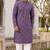 Men’s lilac rayon chikan schiffli work kurta with raymond cotton pyjama
