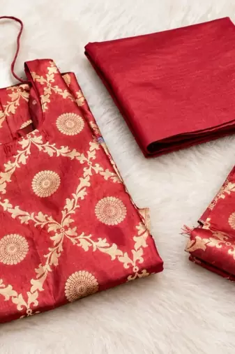 Pure zari soft banarasi silk 3pc dress material