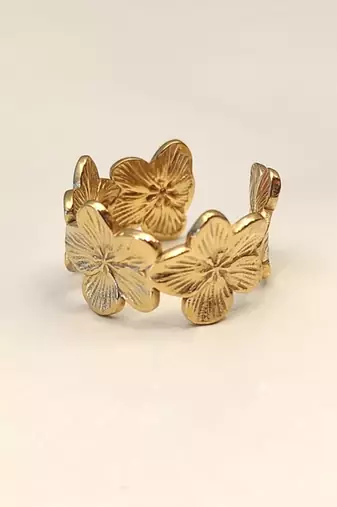 Anti-tarnish, hypoallergenic, high gloss finish, nickel & lead free, open band design