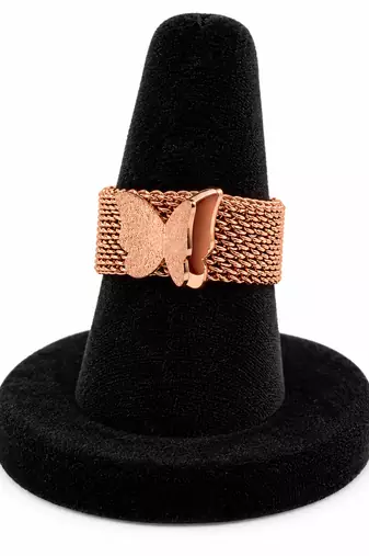 Anti-tarnish, 1.0 cm band width, textured butterfly detail, wide mesh band
