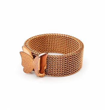 Anti-tarnish, 1.0 cm band width, textured butterfly detail, wide mesh band 4