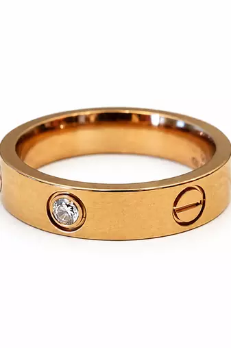Stainless steel, anti-tarnish, hypoallergenic, screw motif design, diameter gold