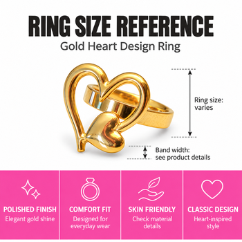 Dual heart design, polished finish, bold cocktail ring, romantic style. 3