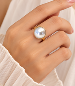 Stainless steel, anti-tarnish, hypoallergenic, gloss finish, fits most finger sizes