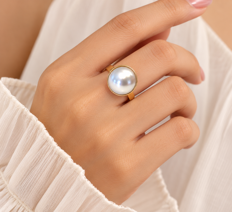 Stainless steel, anti-tarnish, hypoallergenic, gloss finish, fits most finger sizes