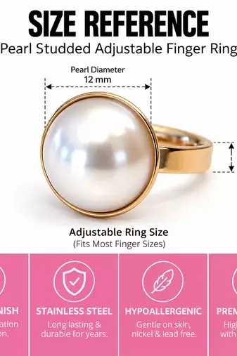 Stainless steel, anti-tarnish, hypoallergenic, gloss finish, fits most finger sizes