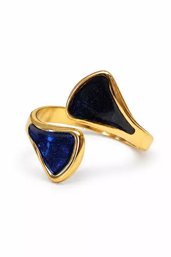 Stainless steel, anti-tarnish, hypoallergenic, bypass style, fits most fingers dual