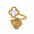 Anti-tarnish, hypoallergenic, open band design, mirror polish finish floral mother of pearl adjustable