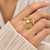 Anti-tarnish, hypoallergenic, filigree flower design band adjustable finger ring