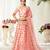 Pink Embroidery & Stone Work Net Semi Stitched Lehenga Set