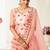Pink Embroidery & Stone Work Net Semi Stitched Lehenga Set